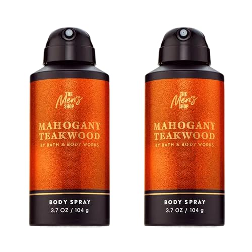 Bath & Body Works Body Spray for Men Mahogany Teakwood Scent with Long-Lasting Personal Fragrance Warm Woodsy & Masculine 3.7 oz - 2 Pack