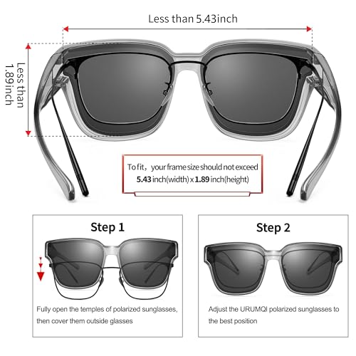 Image of URUMQI Polarized Sunglasses Fit Over Glasses Women Men UV400 Trendy Shades