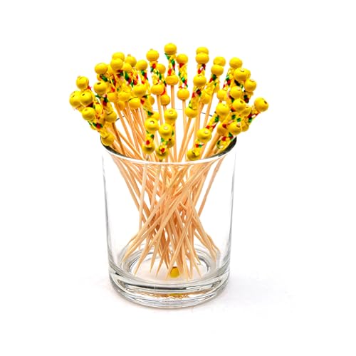 100 palillos de cóctel elegantes para aperitivos, brochetas de cóctel de bambú hechas a mano para aperitivos, frutas, fiestas, alimentos, accesorios para charcutería