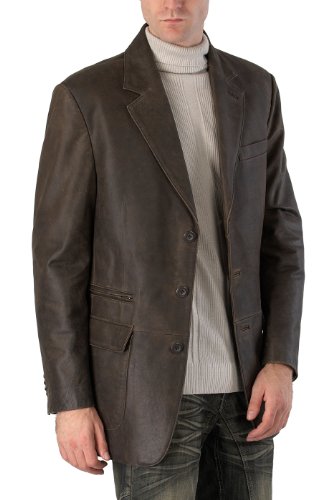 BGSD Men Mark 3-Button Distressed Cowhide Leather Blazer Sport Coat Jacket3