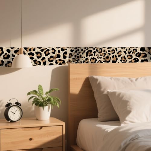 Image of Nuxovilar Leopard Print Peel Stick Wall Border PVC 3.94x16.4'