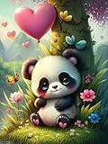 mrpwnle Diamond Painting Kits for Adults, 5D Panda Diamond Art Kits, DIY Panda Diamond Painting for Birthday Holiday Gifts and Home Office Decor 12x16in