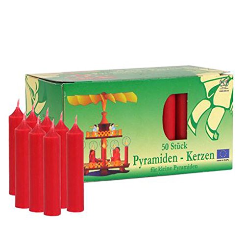 Preisvergleich Produktbild 50 Pyramidenkerzen 14x70mm Weihnachtskerze Adventskerze Weihnachtspyramide Deko, Farbe:rot