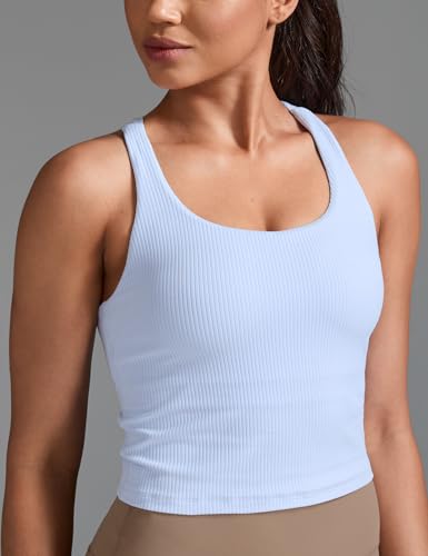 Image of HeyNuts Zeal Bras Longline Ribbed Medium Support Sports Bras, Crisscross Back Tank Tops with Removable Pads A-D Cups
