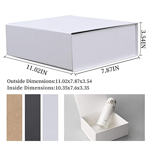 Image of Rsgift 5 Pack of Gift Box,11x7.8x3.5 Inches Gift Boxes with Lids,White Gift Box for Valentines Day,Magnetic Closure Gift Boxes for Presents,Birthday Christmas,Thanksgiving Day