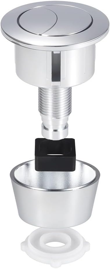 Dual Flush Toilet Push Button Kit in Brushed Brass Compatible with 20mm and 40mm Cistern Lid Holes with Water Saving Design and Complete Installation Accessories(Silver)