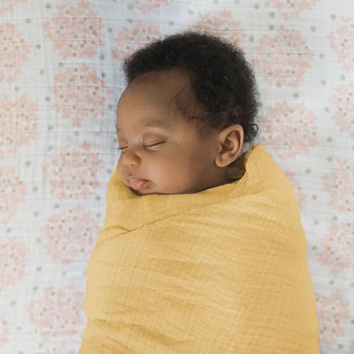 Image of SwaddleDesigns Cotton Muslin Swaddle Blankets for Baby Boy & Baby Girl, Set of 4, Neutral Receiving Blankets for Newborn, Baby Registry & Gift, 46x46 inches, Apricity