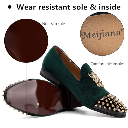 Image of Meijiana Mens Velvet Loafers Dress Shoes with Metal Embellishments Party Luxury Loafer Shoes