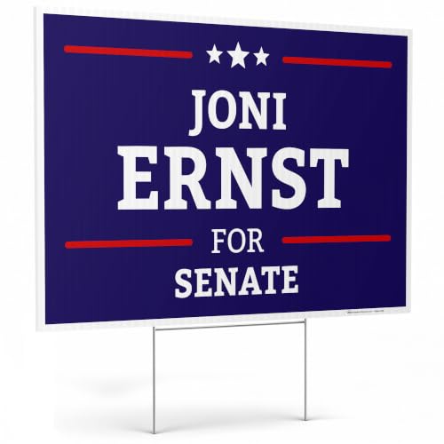 Joni Ernst for Senate Yard Sign, Iowa Republican GOP Political Sign, 12x18 Inches Coro Plastic, Double Sided, Metal H-Stake, Waterproof Outdoor Lawn Signage, USA Made