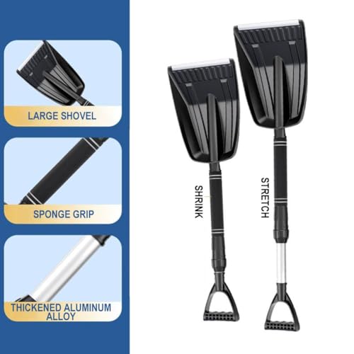 Snow Shovel for Car and Driveway,34 Inch Foldable Lightweight Ice Scraper,Heavy Duty Ergonomic Handle,Compact Snow Shovel for Emergency Snow Removal, Garden - Image 5