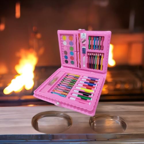 Image of NETIGEMS 68 Pc Colours Set For Kids | All in 1 Colors Box For Boys And Girls | Drawing kit for kids || Color - Pink ||
