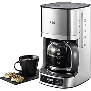 AEG KF 7700 koffiezetapparaat / programmeerbare timer / LCD-display / aromafunctie / eenvoudig vullen / weergave waterniveau en koffiedosering / 1.375 l / roestvrij staal geborsteld
