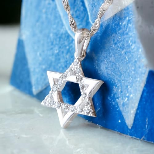 Jewish Star of David Necklace for Women - 925 Sterling Silver White Cubic Zirconia CZ Dainty Magen David Six-Point Star Pendant with Chain 20"- Judaica Hebrew Jewelry - Bat Mitzvah Gift2