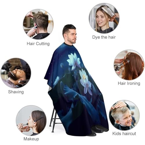 Capa para corte de cabello Night Lotus Flowers ajustable miniatura 3
