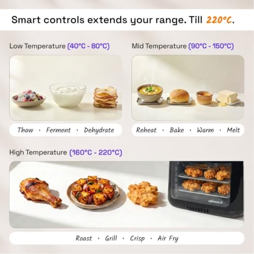 Image of Upliance Air Fryer Oven 12L | AMOLED Smart Dial | Crispy, Juicy & Golden Texture Control | Fry, Bake, Grill & Roast | 360 Air Circulation | 90% Less Oil | See-Through Window | 1800W | 2 Yr Warranty