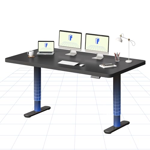 FLEXISPOT CylineX 160x80 Electric Standing Desk One Piece Desktop Height Adjustable Sit Stand Up with Memory Smart Panel, Black