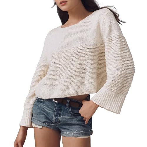 Hixiaohe Lightweight Sweater for Women Casual Boat Neck Sweaters Long Sleeve Knit Tops Fashion Outfits Cute Pullover Clothes