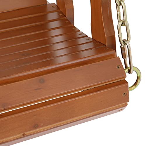 Na 4Ft Cedar With Iron Chain 500Lbs Double Wooden Swing Dark Brown,（Swing Frames Not Included） #TOP1
