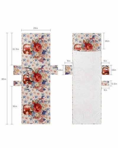 4th of July Blue Red Star Beach Lounge Chair Towel Cover, Soft Chaise Lounge Towel with Side Pockets Patio Pool Chairs Cover for Beach/Pool Sunbathing 29x85 Watercolor Floral American Flag