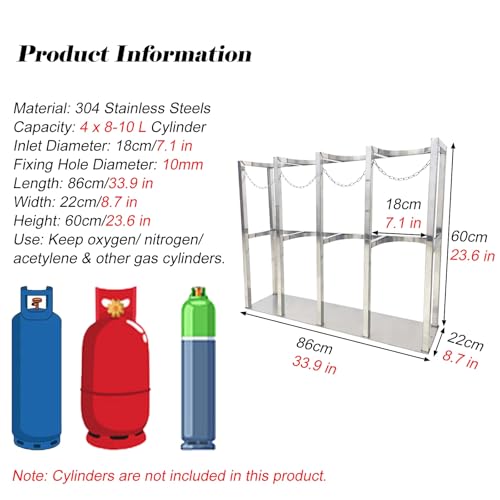 Étagère de rangement pour bouteilles de gaz en acier avec chaîne