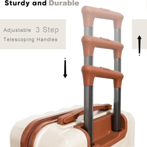 Carry On Luggage 20 Inch With Spinner Wheels,PC＋ABS Lightweight Travel Suitcase (Beige) — 사진 3
