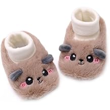 RVROVIC Baby Boys Girls Cozy Fleece Boots with Non Skid Bottom Warm Winter Socks Slippers