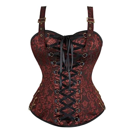 frawirshau Steampunk Corset Top Pirate Corset Vest Women Ren Faire Corset Chain Corset With Straps Brown S