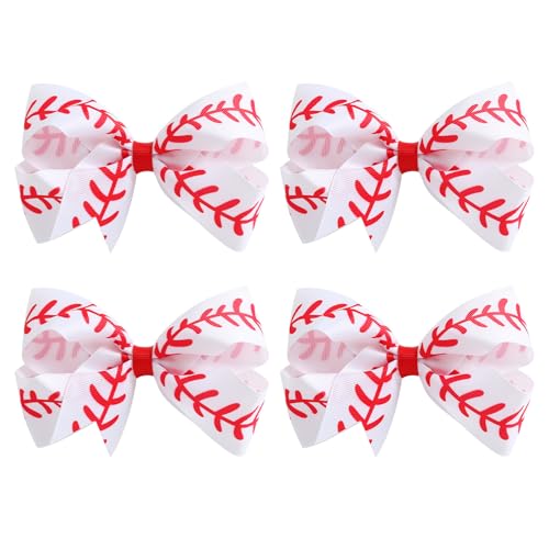 Pinzas de cabello lazo de béisbol 4 unidades 4 pulgadas miniatura 1