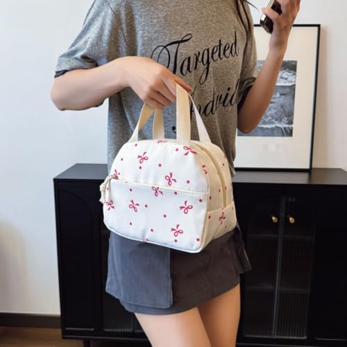 3-in-1 Kawaii Bow Backpack Set for Girls, Cute Aesthetic Bookbag with Lunch Box & Case, Nylon Rucksack2