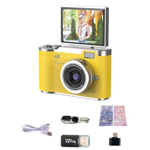 Dpofirs �f�W�^���J�����A4K�r�f�I�^��A2.4�C���`IPS�X�N���[���A180°�t���b�v�A���g���f�U�C���A800mAh�o�b�e���[�A�^�C�vC�A128G TF�J�[�h���T�|�[�g (���F)