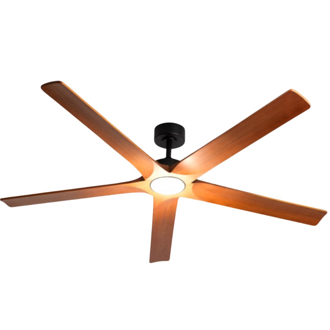 CREATE / WIND INDUSTRIAL WOOD XL/Ventilador de techo con luz 100% madera con mando / 40W, Silencioso, Ø165 cm, 6 velocidades, programable, función verano-invierno