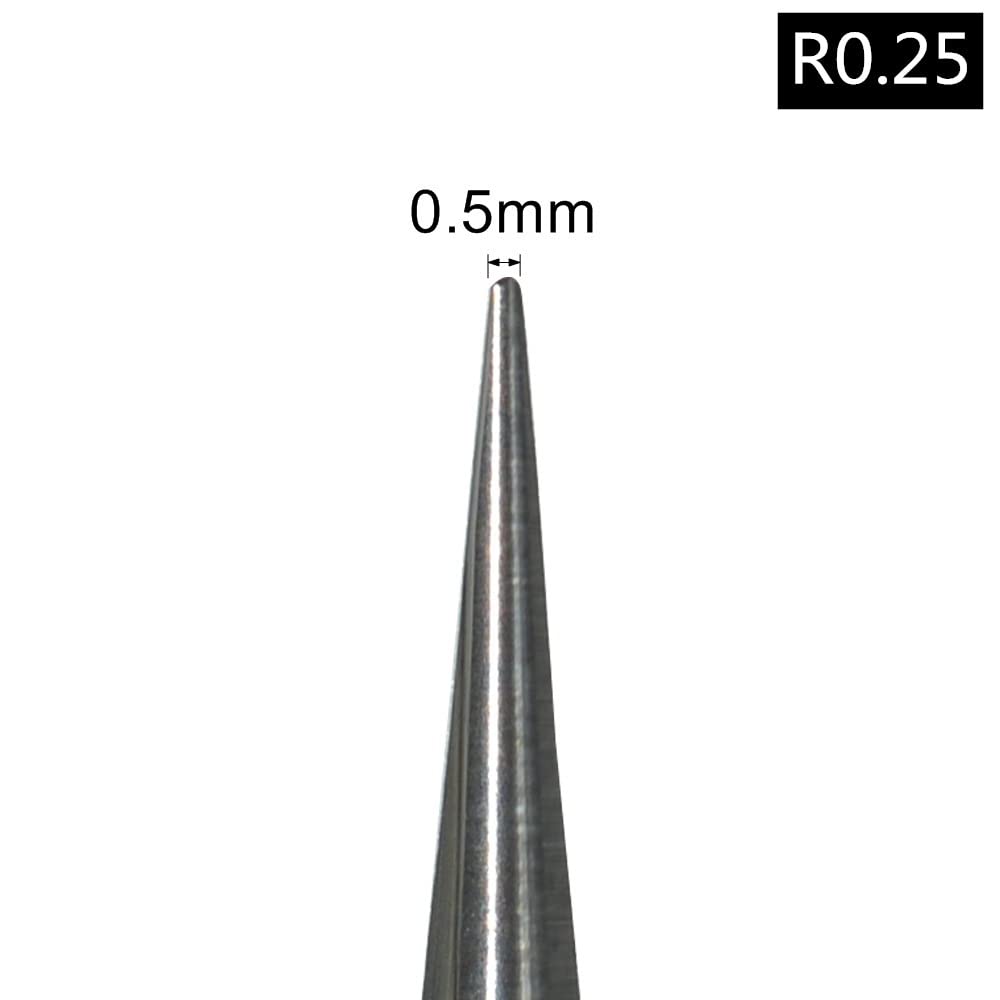 5 uds., 6mm x 80L, fresa cónica de punta de bola cónica, cortador de fresado CNC, herramienta de carburo sólido, broca de enrutador for carpintería(R0.25)