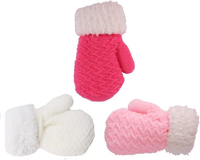 Toddler Baby Boy Girl Warm Winter Mittens Gloves With Fleece Lining Snowflake Design ¡­