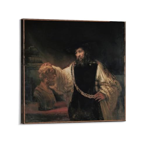 Aristote avec buste d'Homère Rembrandt toile 40x40 cm pour tableau décoration murale salon