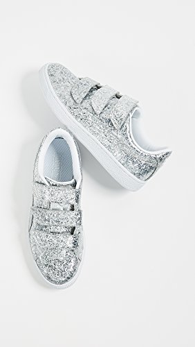 PUMA PUMA Women's Basket Strap Glitter Sneakers, Silver/Silver, 8 M US