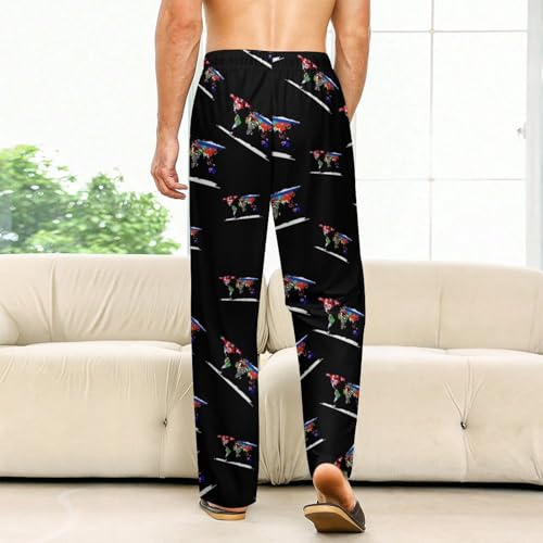 Flag Map of The World Men's Pajama Pants Lightweight Pjs Bottoms Sleep Lounge Pant with Pocket Drawstring2