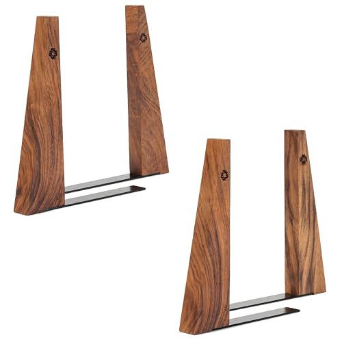 TILISMA Book Ends for Shelves - Handmade Wooden Bookends with Metal Base, Walnut Tree - Sturdy Book Holders for Heavy Books - Fancy Modern Decorative Book Accessories to Hold Books Firmly on Bookshelf