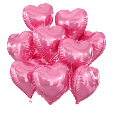 Boojarr Pink Heart Balloons,12Pcs Pearl Pink Heart Shape Foil Balloons,18 Inch Heart Helium Balloons