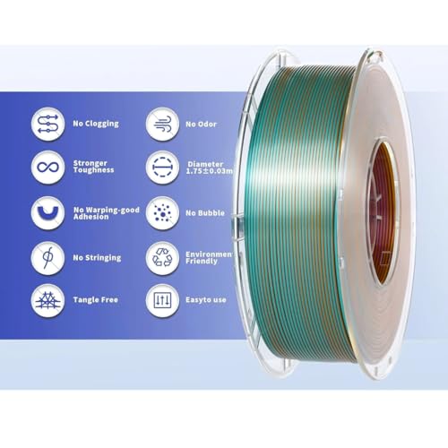 Image of FiLAMONT PLA Silk Filament 1.75mm, 3D Printer Filament, Shiny Silk 1.75 PLA Filament, 1kg(2.2Lbs) /Spool (Silk Blue Purple Orange)