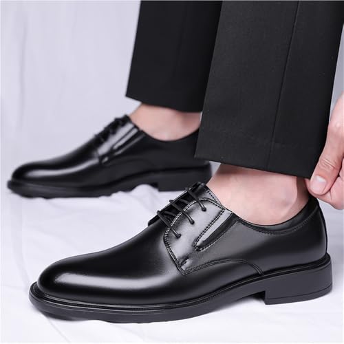 Men's Fashionable Lace Up Oxford Dress Shoes for Business Formal Black Pointed Toe Low Cut Genuine Leather Comfortable Work Shoes2