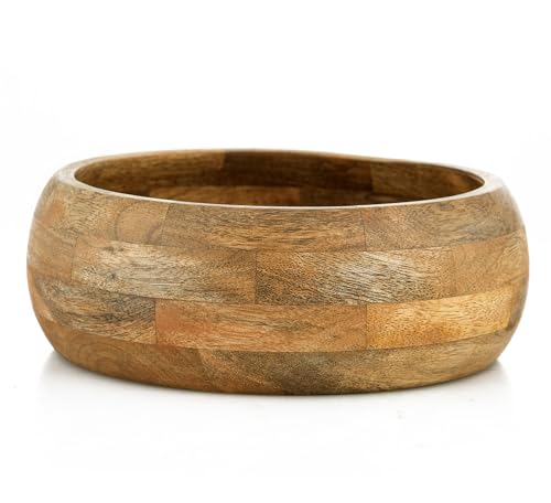 Image of Wooden Fruit Bowl, Decorative Serving Bowl, 7 x 3 Inches, Natural Mango Wood