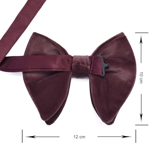 Image of GUSLESON Mens Solid Plaid Velvet Pre-tied Adjustable Bow Tie and Pocket Square Cufflink Set with Gift Box