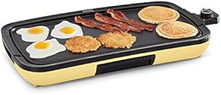 DASH DEG200RMPY01 Everyday Nonstick Electric Griddle for Pancakes, Burgers, Quesadillas, Eggs & other on the go Breakfast, Lunch & Snacks with Drip Tray + Included Recipe Book, 20in, Yellow