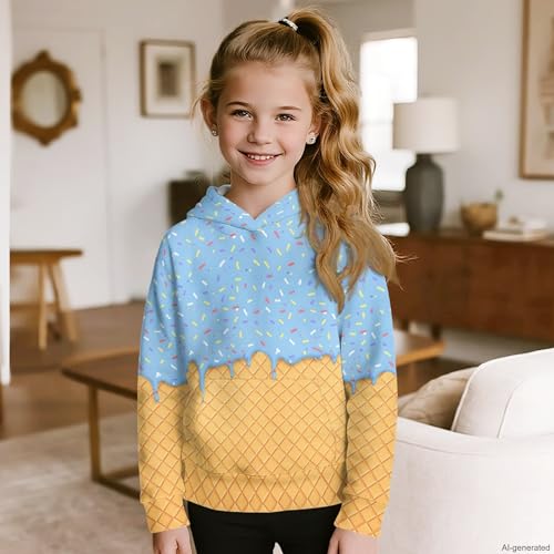 Image of Coloranimal Unisex Girls and Boys Long Sleeve Hoodies Hoody Athletic Pullover Sweatshirts Tops Age 6-16year