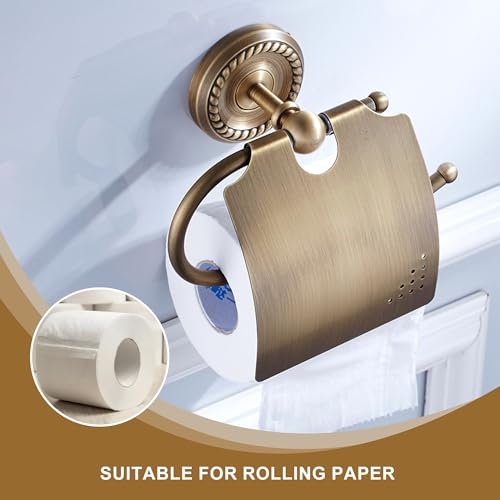 Image of Antique Bronze Toilet Paper Holder for Bathroom Toilet Paper Roll Holder withlid Wall Mounted