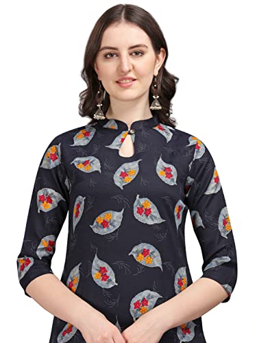 Image of NAINVISH Women's Cotton Blend Straight Keyhole Neck Printed Kurta with Pant
