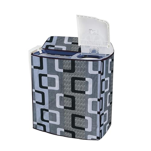 Image of Covernest Semi Automatic Washing Machine Cover, Dustproof, Compatible with 6 Kg - 7.5 Kg Washing Machines (WMC-BLACK SQUARE SEMI)