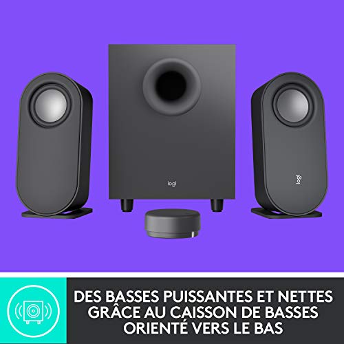 Logitech Z407 Haut-parleurs Bluetooth pour Ordinateur avec Caisson de Basses et contrôle sans Fil, Son immersif, Audio Premium avec Plusieurs entrées et Haut-parleurs USB - Noir