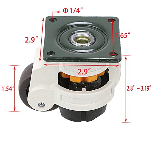 Roulettes de nivellement machine support oscillant et patin rétractable NBR