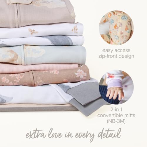 Burt's Bees Baby Organic Cotton Sleep and Play Footed Pajamas for Girls, Zipper PJ Newborn Sleeper with Non-Slip Bee Grips by Burt's Bees Baby - Image 3